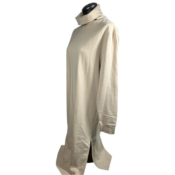 Tibi Punto Milano Turtleneck T-Shirt Dress XS Runs Large Beige Knee Length - Picture 10 of 13